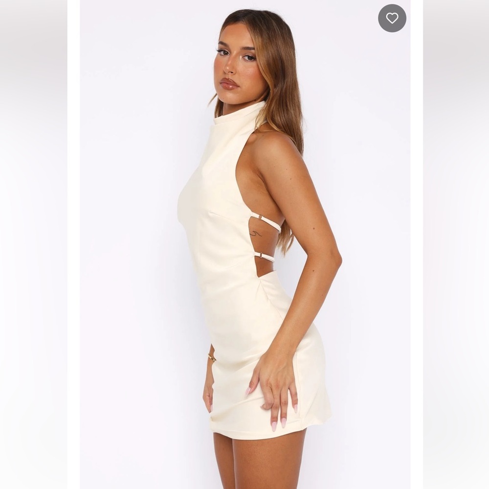 White Fox Just Small Talk Halter Mini Dress Pearl